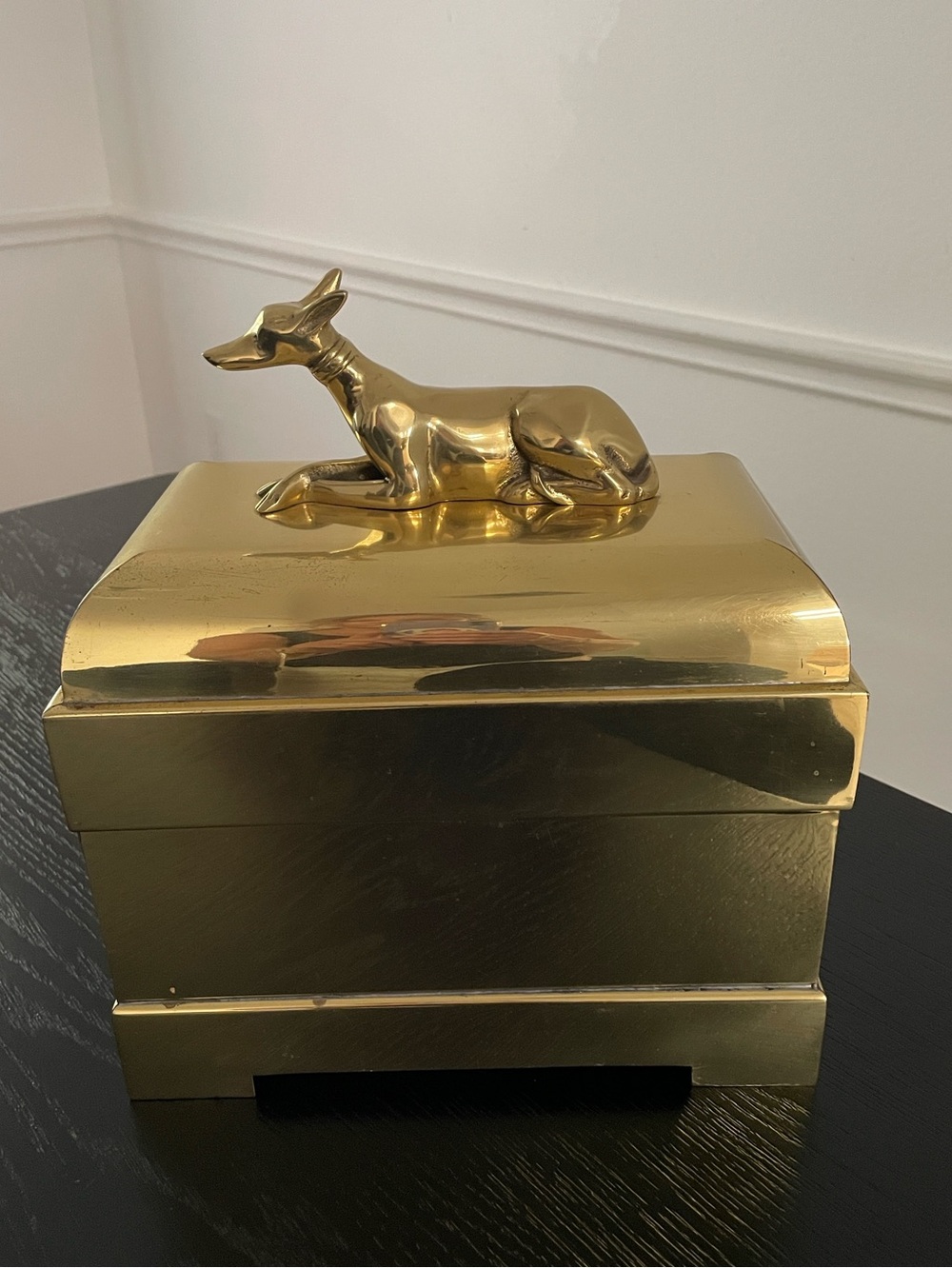 Chapman Manufacturing Company 1982 brass box whippet greyhound dog vintage RARE